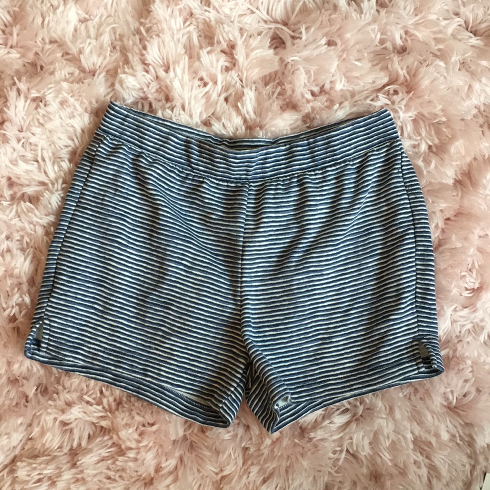 Blue and white striped shorts